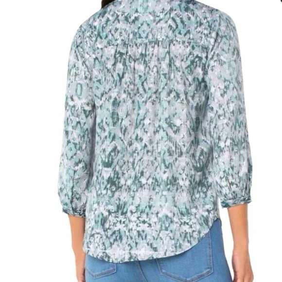 Liverpool Teal and White Abstract Blouse - Picture 2 of 5